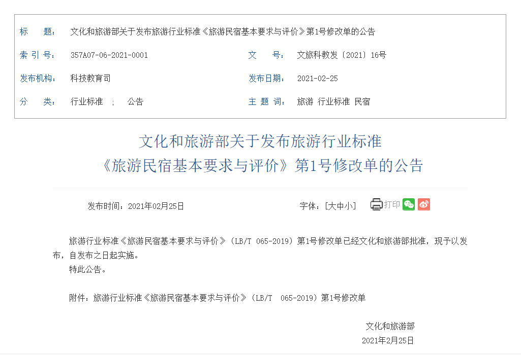 《旅游民宿基本要求与评价》标准最新版(图1) 《旅游民宿基本要求与评价》标准最新版(图1)